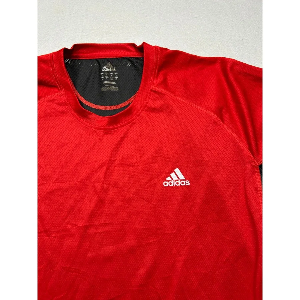Adidas Training Shirt 100% Polyester Red Black Size Large Mens